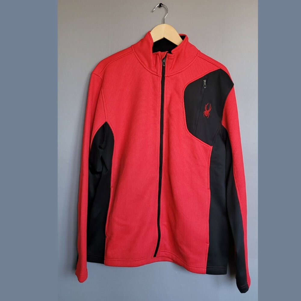 Men’s Spyder Full Zip Red Black Men LG Fleece Jacket NWT Volcano